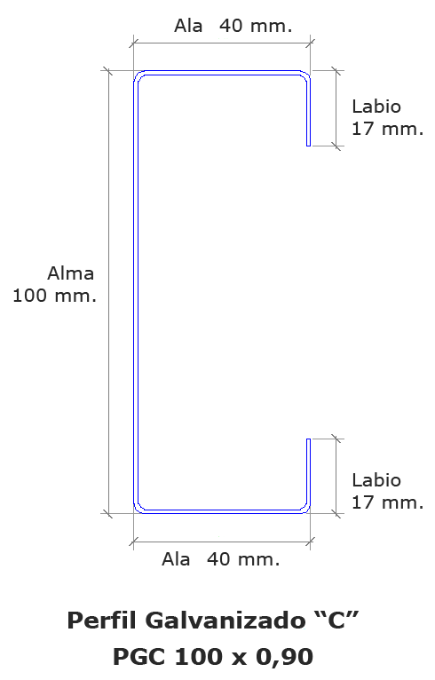 Perfil PGC de 100 x 0,90